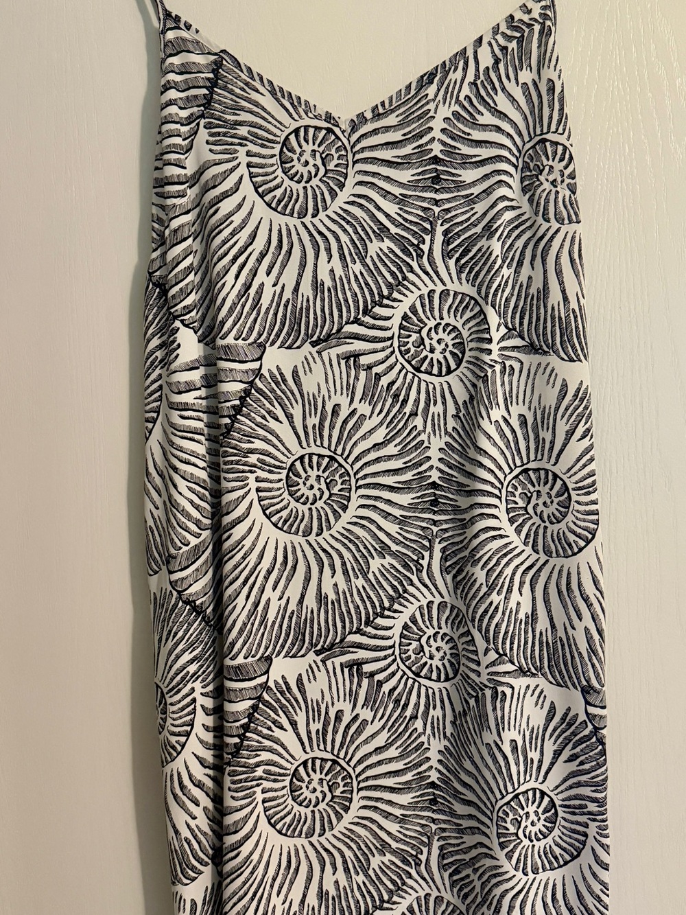White House Black Market Black & White Nautilus-Print Slip Dress